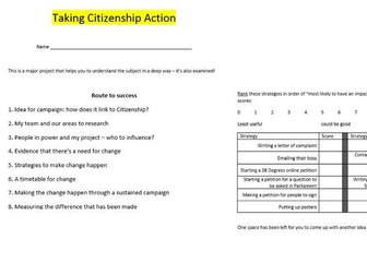 Complete booklet: Taking Citizenship Action for Edexcel GCSE Citizenship