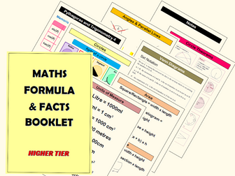 GCSE Maths Higher - Formula and Facts Booklet