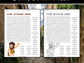 The Stone Age Word Search Puzzle