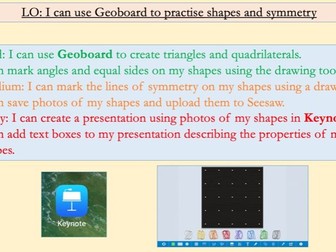 Computing - Using Geoboard to practise shapes and symmetry