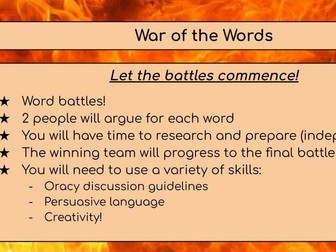 KS3 Oracy scheme: War of the Words