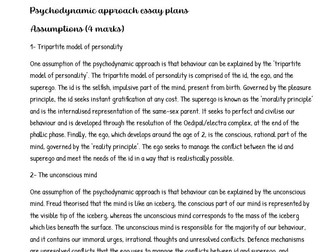 Eduqas A-level psychology essay plans- Psychodynamic approach
