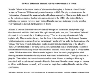 Example essay: To What extent can Blanche Dubois be described as a victim?