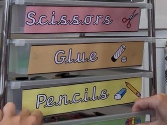 Pastel Precursive Stationery Tray Labels