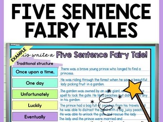 Fairy Tale Writing Structure | Five Sentence Fairytales | Sentence Starters