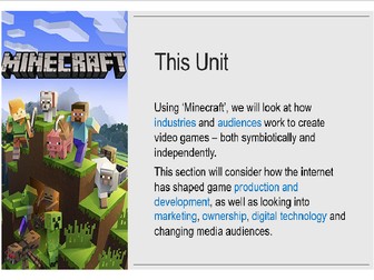 OCR A Level Media Studies - Video Games - Minecraft (whole unit)