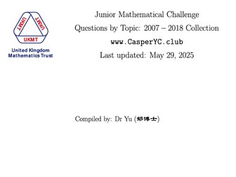 UKMT Junior Mathematical Challenge - Questions by topic