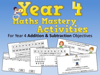 Addition and Subtraction Mastery Activities – Year 4