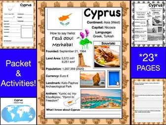 CYPRUS History & Geography, Travel The World Worksheet