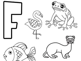 Printable Alphabet Animal Colouring Pages Kids Ages 4-6 Years F-J