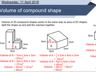 Volume of compound shapes lesson