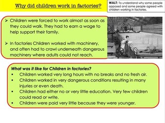 Why did children work in factories?