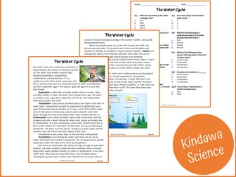 The Water Cycle Reading Comprehension Passage and Questions - PDF
