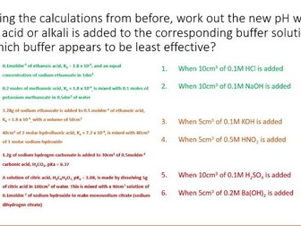 Buffer Calculations full differentiated lesson(s)- Revision or Lesson