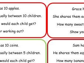 Year 1 - Sharing equally (division) word problems