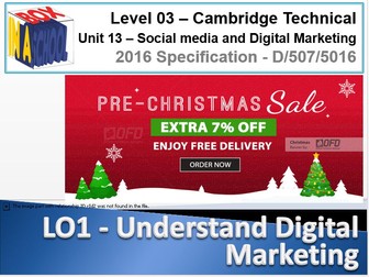 Cambridge Technicals - L3 - ICT - Unit 13- Social media and Digital Marketing - Delivery Materials