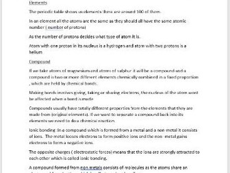 GSCE Chemistry Atomic structure/periodic table