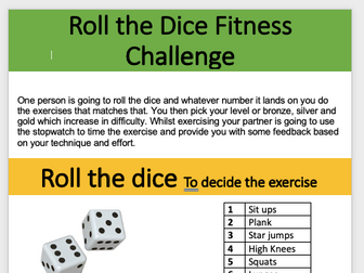 Roll the dice fitness challenge