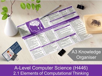 OCR A-Level H446 2.1 Computational Thinking Knowledge Organiser Revision Mat (Computer Science)