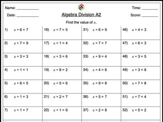 12 Algebraic Operation Worksheet A