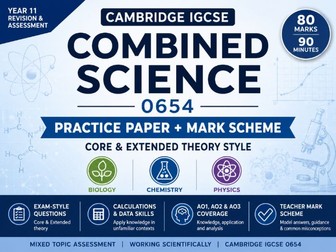 Cambridge IGCSE Combined Science 0654 Practice Paper & Mark Scheme | Core/Extended Theory Revision..