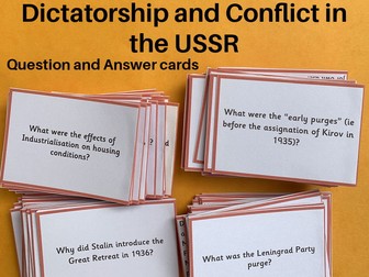 IGCSE History Dictatorship and Conflict in the USSR. Question and Answer cards