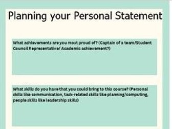 Personal Statement Planner