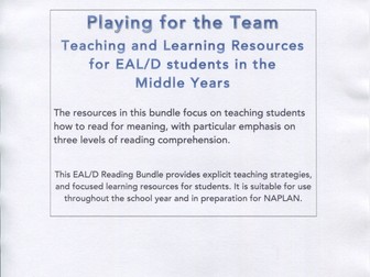 Playing for the Team.  A resource for EAL/D Middle Years students.