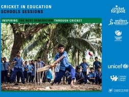a set of resource cards linking cricket and children's rights for primary schools