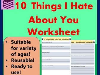 10 Things I Hate About You Worksheet