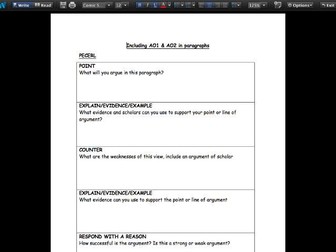 New A Level RS paragraph structure worksheet