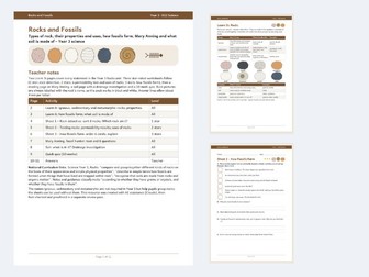 Rocks and Fossils Year 3 Science Worksheets