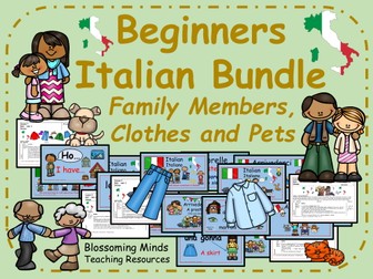 Italian Lesson Bundle : Family members, clothes and pets