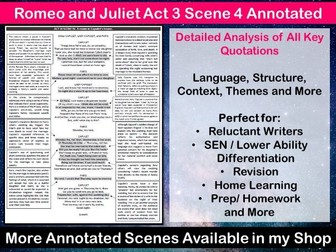 Romeo and Juliet Act 3 Fully Annotated | Teaching Resources