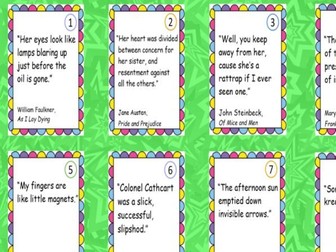 Figurative Language Card Sort Activity 100 Examples Metaphor, Simile, etc