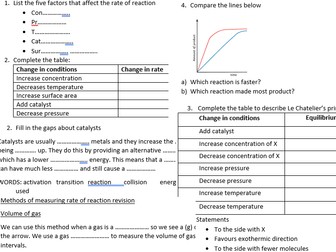 Rates of reaction revision