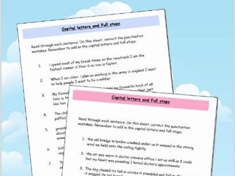 Adding Capital Letters and Full Stops – Three Sentences