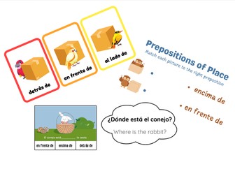 Spanish Prepositions Lesson + Flashcards