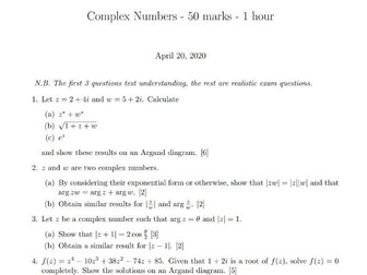 Complex Numbers Test (Edexcel A-level)