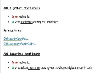 Religious Studies Edexcel B Exam structure support