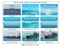 Animals English Battleship PowerPoint Game-An Original by ESL Fun Games