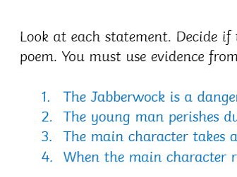 The Jabberwock - Comprehension Questions and Challenges
