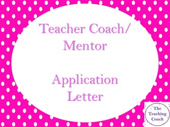 CPD Lead | Teaching and Learning Coach | Teaching Mentor Application Covering Letter