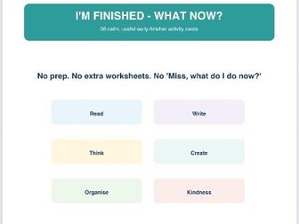 I’m Finished – What Next? Early Finisher Activity Cards – Ages 7–11