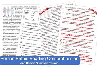 Roman Britain Reading Comprehension + Roman Numeral Revision