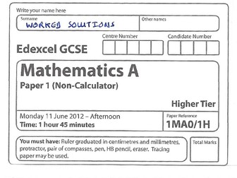 Edexcel Maths GCSE Syllabus A Higher Tier Jun 2012 Paper 1 Walkthrough with Individual Videos