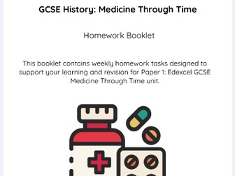 GCSE Edexcel Medicine Through Time workbook or homework booklet
