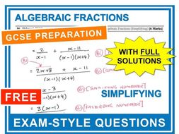 GCSE 9-1 Exam Question Practice (Algebraic Fractions - Simplifying)