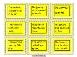 Causative Form of Verbs Cards 4 Pages = 36 Cards