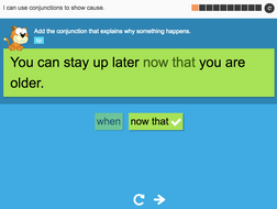 I can use conjunctions to show cause - Interactive Activity - Year 3 Spag
